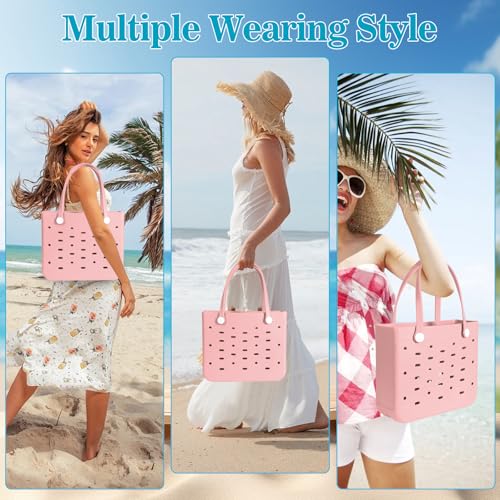 PoVwlty Rubber Beach Bag for Men & Women, Water-resistant Travel Tote Bag for the Beach Boat Pool