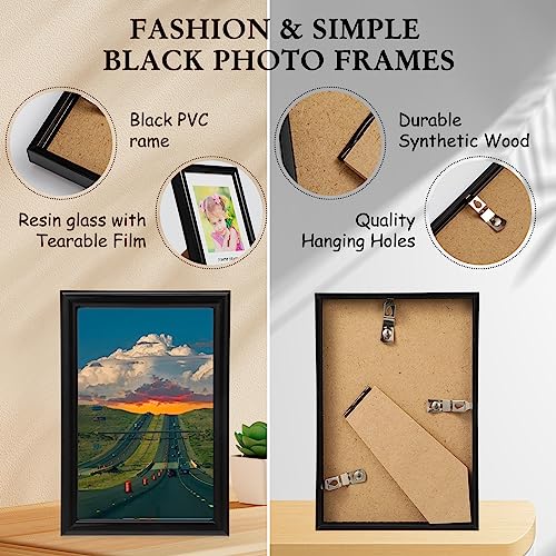 Redbaker 24 Pack 4'' x 6'' Black Picture Frames Bulk Photo Display Frames for Tabletop Home Office School Display Wedding ...