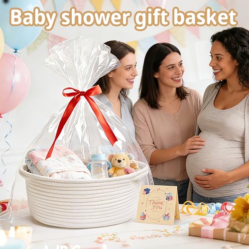 Bufims Small Woven Basket Gift For Empty ,Valentine's Day Gifts With Ribbons and Bags, Durable Cute Gifts 12"X 8" X 5"Smal...