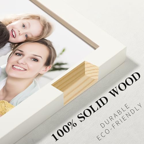 Picture Frames 8x10 2 Pack Made of Solid Wood White for Wall Mounting and Tabletop Display