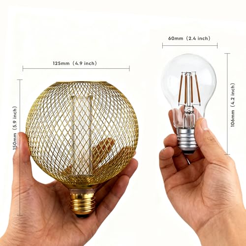 Harwez Decorative LED Light Bulb, Golden Metal Mesh Cover, E26 Medium Base, LED Lights for Bedroom Floor Lamp, Ceiling Lig...