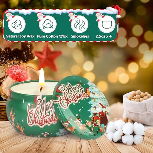 Candles Gifts for Women, 4 Christmas Scented Candles, 4 Mini Hand Cream Lotion & 4 Lip Blam Gift Set for Women, Ideal Part...