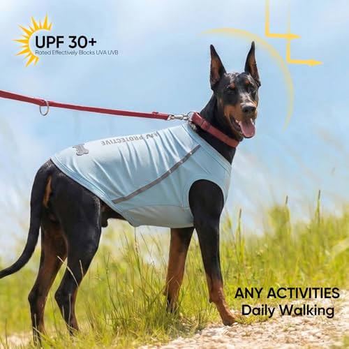 3Pack Sunblock Dog Shirt Breathable Reflective Dog T-Shirt Lightweight Sun Protection Sleeveless Dog T Shirts for Small Me...