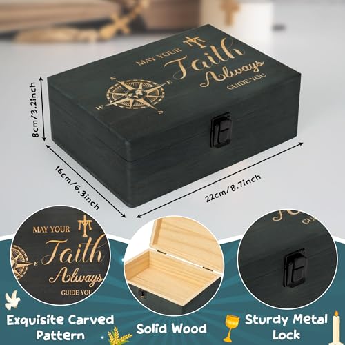 R HORSE Religious Confirmation Keepsake Box - Baptism Confirmation Gift for Teen Boy Girl, Wooden Engraved First Communion...