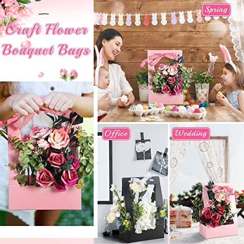 Chinco 12 Pcs Flower Gift Bags Paper Bouquet Flower Box with Handle Flower Boxes for Arrangements Floral Gift Wrapping Bag...
