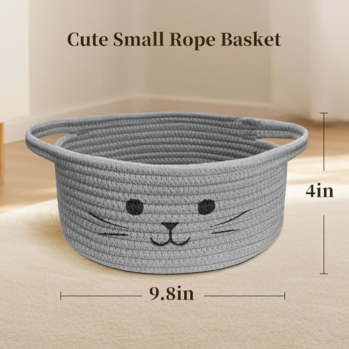 BYLSSNUK 9.8" x 4" Small Cat Toy Basket - Gift Baskets Empty for Baby Shower Baby Baskets for Nursery Cute Woven Rope Stor...