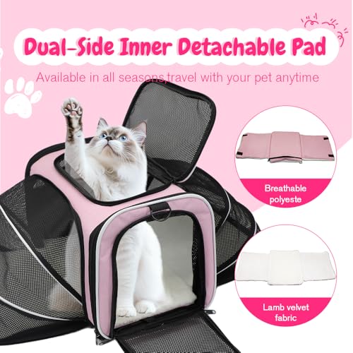 Double Expandable Cat Carrier,Airline Approved Soft-Sided Pet Travel Carrier for Small Dogs Cats under 15 lbs,Waterproof 6...