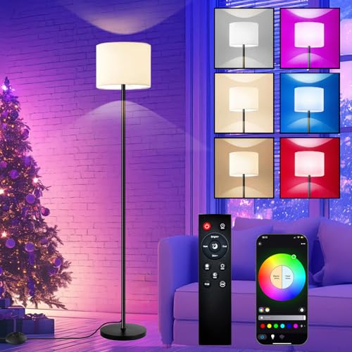 Fuvqeyes Smart Floor Lamp with APP & Remote Control - Dimmable RGB & White Light (3000K-6500K) for Living Room, Bedroom, O...