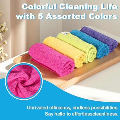 INFICRIME Microfiber Cleaning Cloths, 15 Pack Cleaning Rags, Wet and Dry Use Cleaning Towels, Highly Absorbent and Soft Fe...