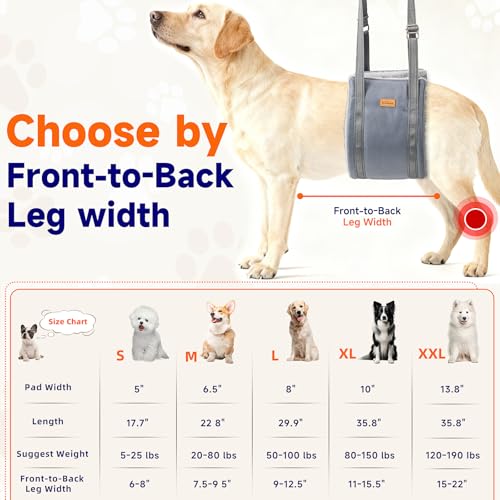Dog Lift Harness for Medium Dog, Adjustable Dog Sling for Back Legs, Hip Support Harness to Help Lift Dogs Rear for Helps ...
