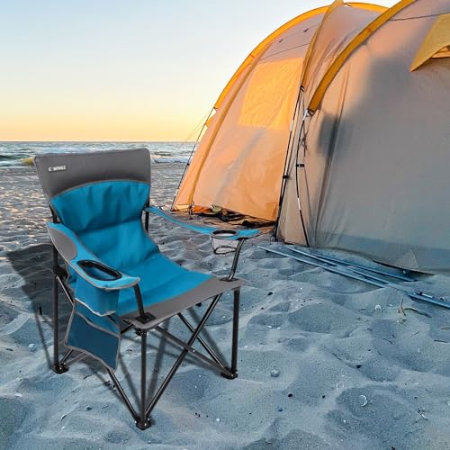 CAMPHILL Oversized Portable Camping Chairs, Collapsible Outdoor Chairs with Pocket and Cup Holders, Carry Bag for Camping,...