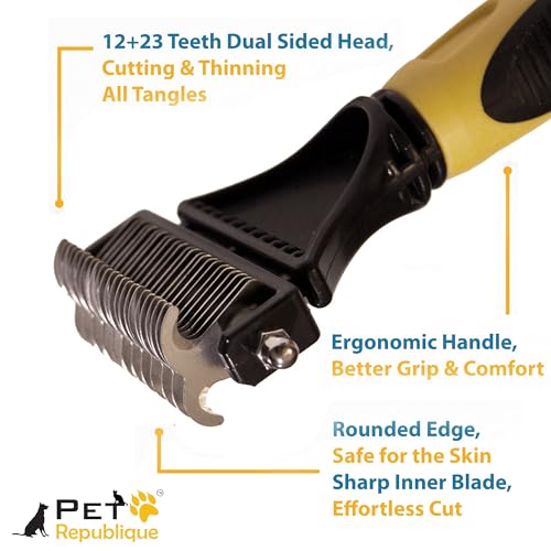 Pet Republique Matt Splitters Tool – Effective Mat Remover and De-matting Comb for Long-Haired Dogs, Cats, Rabbits – Regul...