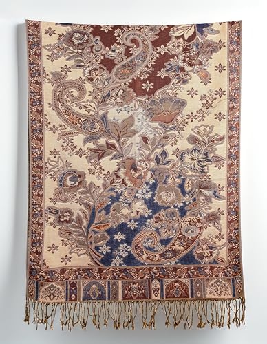 Achillea Elegant Paisley Floral Pashmina Shawl and Wrap – Boho Rave Scarf for Festival, Travel & Everyday Wear
