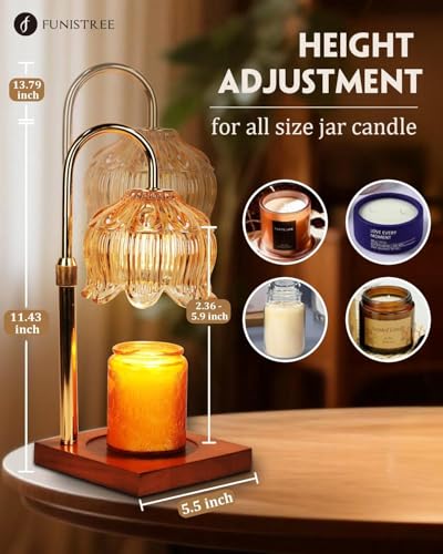 Flower Candle Warmer Lamp with Timer & Dimmer, Adjustable Height Candle Warmer, Mothers Day Birthday Gifts for Women Mom, ...