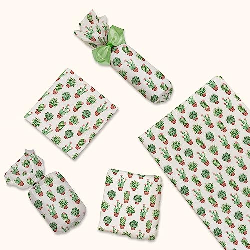 Succulent Printed Tissue Paper for Gift Bags or Boxes and Wrapping - Bulk Cactus Decorative Art Tissue Paper for Packaging...