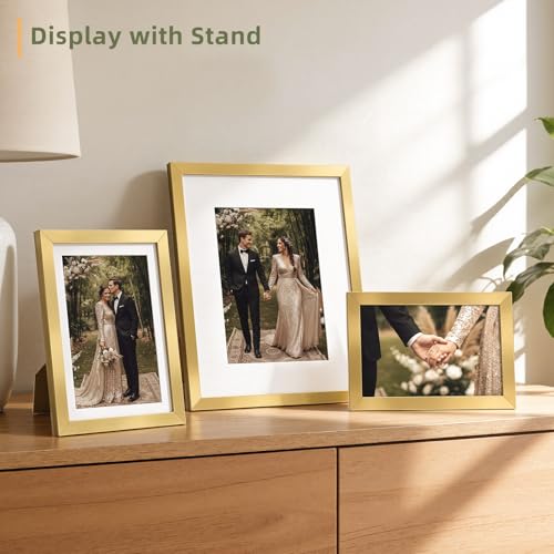 HappyHapi 15 Pack Gold Picture Frames Collage Wall Decor, Gallery Wall Frame Set for Mounting & Tabletop Display, Multi Si...