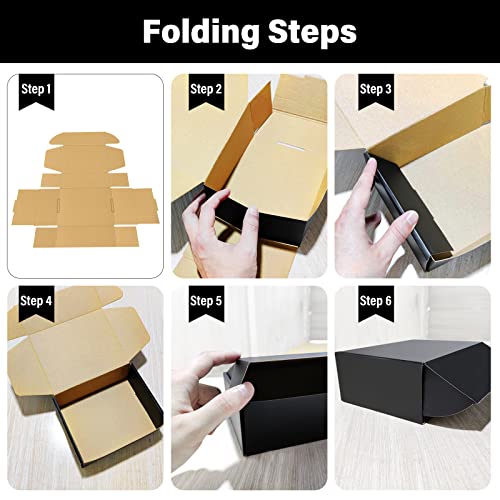 BoShahai 30 Pack 9x6x4 inches Black Shipping Boxes, Corrugated Mailer Boxes, Packaging Boxes for Products, Recyclable Card...