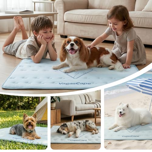 Vagascape Dog Cooling Mat 3.0 Double-Sided Usable, Thick Durable Pet Cooling Mat for Extra Large Pet, 35" x 23" Washable C...