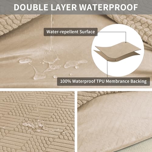 Easy-Going Waterproof Couch Cushion Covers for Couches and Sofas, Stretch Jacquard Sofa Seat Cover Replacement for Dogs, P...