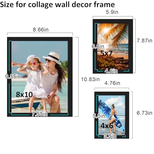 BESCRCL 10 Pack Picture Frames Collage Wall Decor, Gallery Wall Frame Set for Tabletop or Wall Mounting Display, Multi Siz...