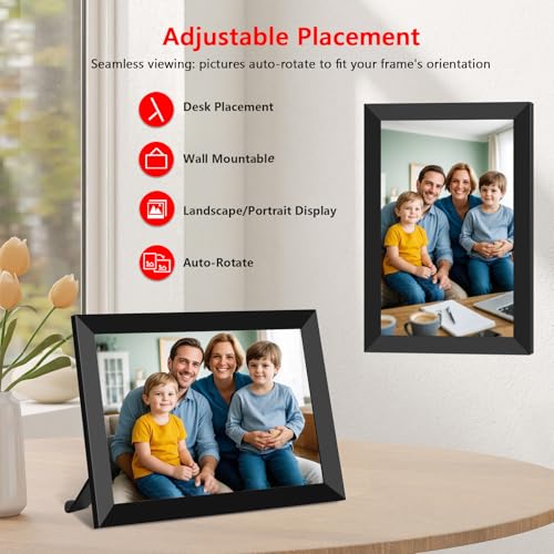 FRAMEO Digital Photo Frame, 10.1 Inch WiFi Digital Picture Frame with 1280x800 IPS HD Touch Screen, 32GB Storage Auto-Rota...