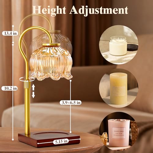 Shevvi Candle Warmer Lamp with Timer, Dimmable Candle Warmer for Jar Candles, Gifts for Women Mom, Height Adjustable Wax M...