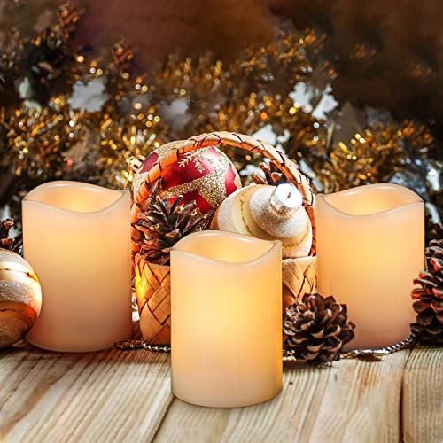 AKU TONPA Flameless Candles Battery Operated Pillar Real Wax Flickering Electric LED Candle Gift Sets with Remote Control ...