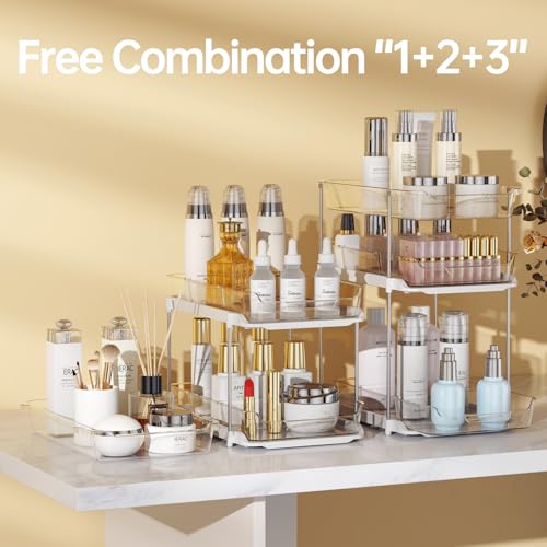 Delamu 2 Sets of 3-Tier Bathroom Under Sink Organizers and Storage, Multi-Purpose Stackable Pantry Organization and Storag...
