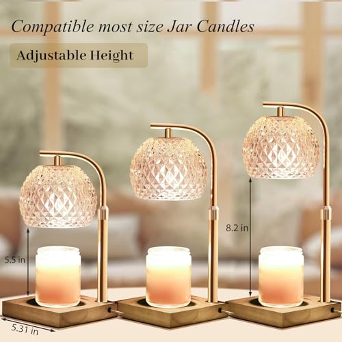 Mocalido Candle Warmer Lamp with Timer, Dimmable Electric Candles Warmer Adjustable Height, Top Candle Melter Lamp for Sce...