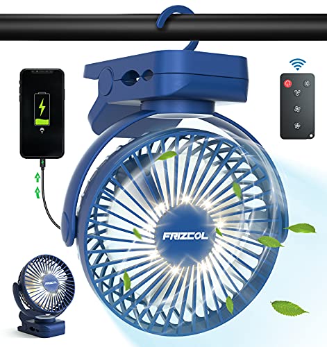 Clip on Fan 65 Hours Portable Desk Fan Rechargeable with LED Lights & Hooks 12000 Capacity Battery Operated Fan with Clips...