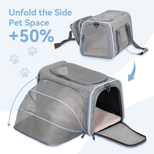 Petsfit Expandable Cat Carrier Dog Carriers,Airline Approved Soft-Sided Portable Pet Travel Washable Carrier for Kittens,P...