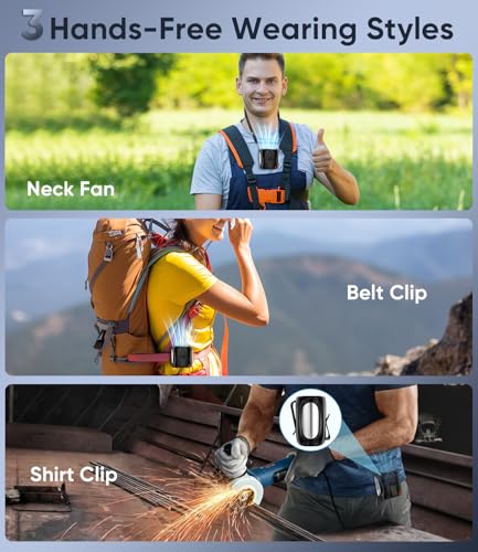 Tedajo AI Portable Waist Fan, 6 Speeds 16000RPM Strong Turbo Airflow, 40H Max Cooling Battery Powered Personal Fan Recharg...