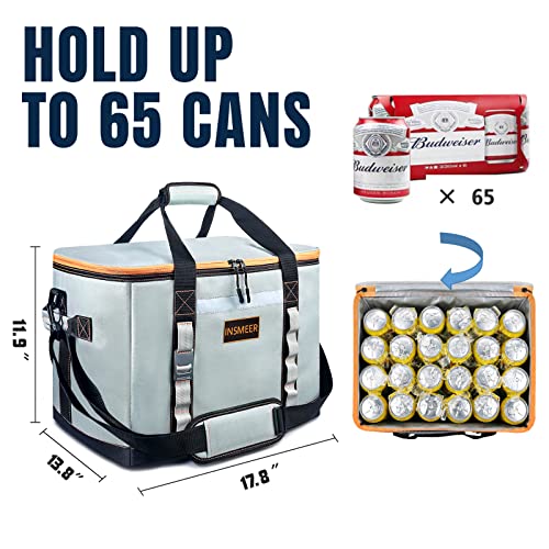 INSMEER Insulated Cooler Bag 65Cans/32 Cans Large Cooler Bag Soft Sided Cooler with Shoulder Strap, Collapsible Leakproof ...