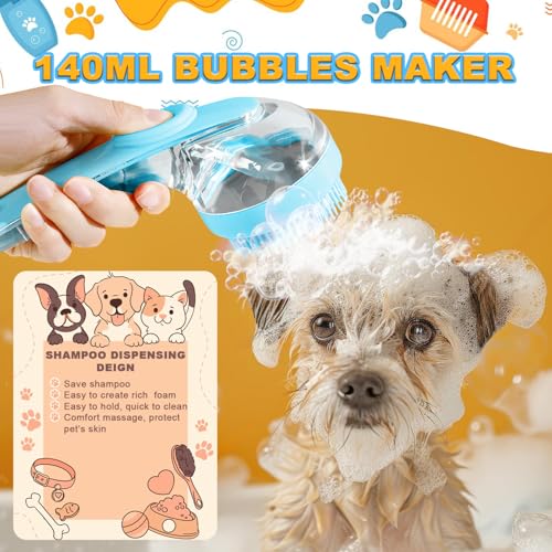 Peehss 3Pcs Dog Bath Brush, Dog Scrubber for Bath, Dog Shampoo Brush Bubble Maker, Dog Paw Washer, dog grooming Massage Br...