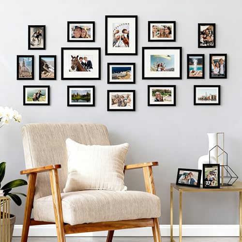 upsimples 19 Pack Picture Frames Collage Wall Decor for Mounting or Tabletop Display, Photo Gallery Frame Set for Family, ...