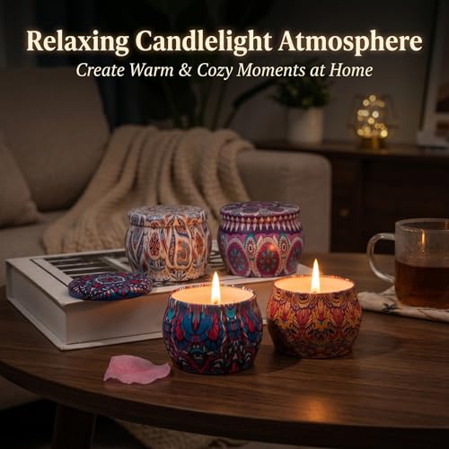 Topadorn 4 Pack Scented Candles Gift Set, Soy Wax Aromatherapy Candles for Home, Relaxation, Meditation, Yoga, Spring Hous...