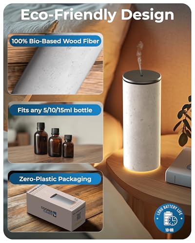 Cooper Bliss Waterless Diffuser for Essential Oils, Pure Aroma Zero Water, Cordless 10-hr Battery Operated Oil Diffuser Ma...