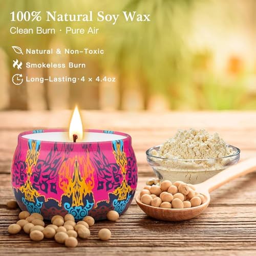 Candle Gift Set Bundle for Women, 2 Sets of 4 Scented Candles (8 Total), 8% Essential Oils, 240H Long Burning Aromatherapy...