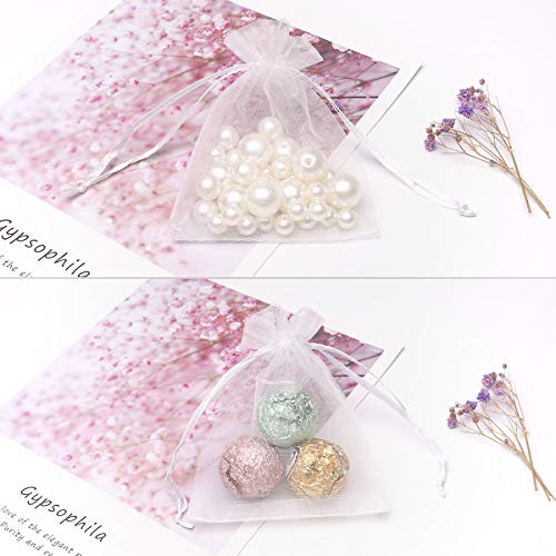 Akstore 50PCS Premium Sheer Organza Gift Bags, 3X4 inch (usable size: 3 x 2.9 inches) Elegant Jewelry Pouches (White)