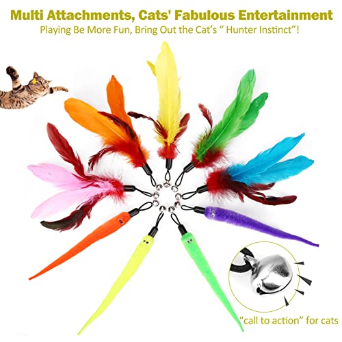 MeoHui Cat Toys for Indoor Cats, Interactive Cat Toy 2PCS Retractable Wand Toy and 9PCS Cat Feather Toys Refills, Funny Ki...