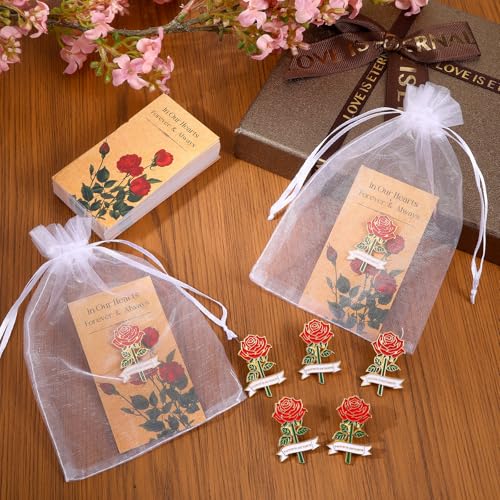 50 Sets Rose Pins Bulk Funeral Favors for Guests,Memorial Gifts Celebration Of Life,Sympathy Gifts Funeral Flowers Pin for...