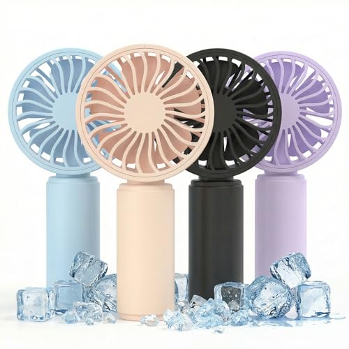 VanSmaGo 4 Pack Mini Handheld Fan, USB Rechargeable Portable Personal Fan with 3 Speeds, Detachable Cover, Small Lightweig...