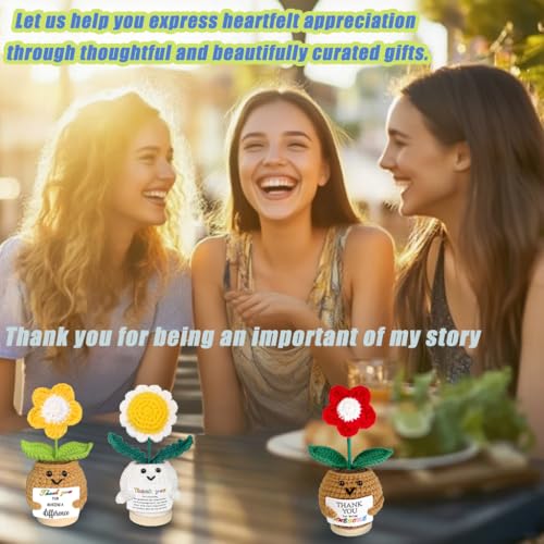AicooFest Teacher Appreciation Gifts 6PCS Thank You Gifts for Mom Women, Positive Crochet Flowers Emotional Support Croche...