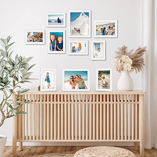 Americanflat Set of 10 Picture Frames with Shatter-Resistant Glass - Gallery Wall Frame Set with Two 8x10, Four 5x7 and Fo...