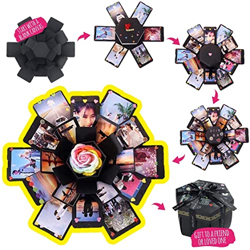 Explosion Gift Box 6 Faces - Custom Gifts for Boyfriend, Creative Handmade DIY Photo Album Scrapbook, 18.5x18.5 Inch Surpr...