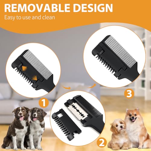 2-in-1 Pet Grooming Comb for Dogs and Cats - 2 Combs with 20 Extra Blades for Trimming and Grooming
