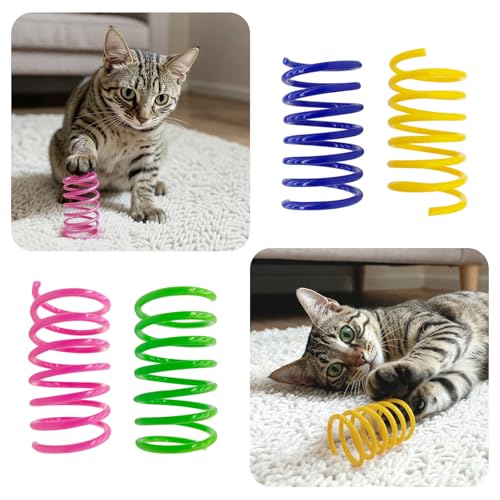 AGYM Cat Toys for Indoor Cats, 30 Pack Interactive Cat Spring Toys, Durable Colorful Plastic Spiral Springs for Kitten Hun...