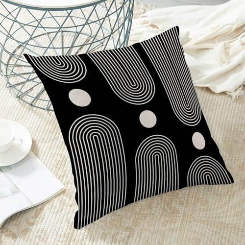 Jecuwo Boho Mid Century Pillow Covers 20x20 Inch Set of 2, Abstract Simple Black and White Decorative Throw Pillowcase Boh...
