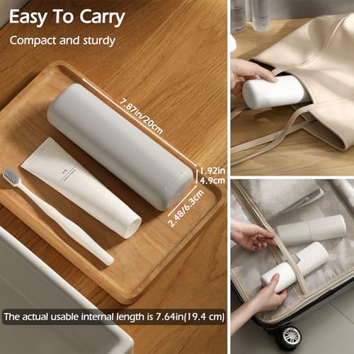 Portable Travel Toothbrush Case with Gargle Cup - Hard Shell Toothbrush Holder & Toothpaste Container, Detachable Bottom f...