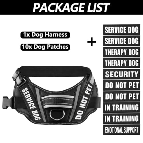 Dog Vest Harness and Patches Set, Animire in Training Service Dog Harness with 10 Dog Patches, Reflective Dog Vest with Ha...